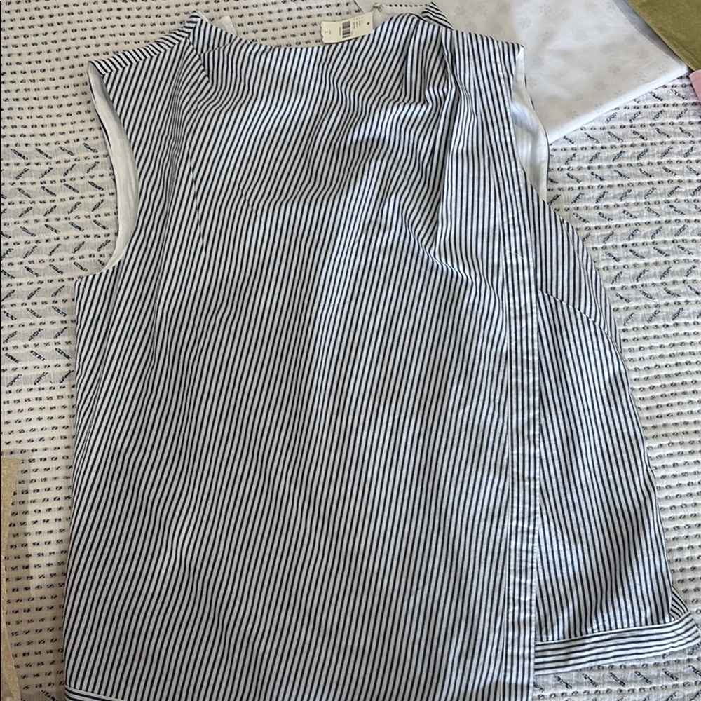 Anthropologie Dark Grey (almost black) and White Striped Top